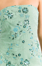 Celene Teal Sequin Strapless Mini Dress Image