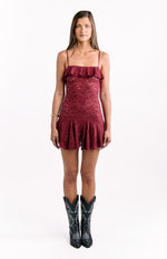 Celeste Wine Lace Party Mini Dress Image