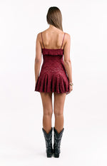 Celeste Wine Lace Party Mini Dress Image