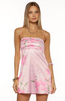 Chantell Pink and Green Floral Mini Dress