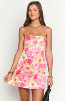 Chantell Yellow Floral Pop Mini Dress