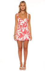 Chapman Red Floral Tie Back Mini Dress Image