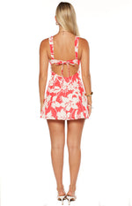 Chapman Red Floral Tie Back Mini Dress Image