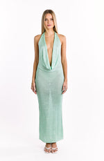 Charlette Green Cowl Neck Maxi Dress Image