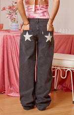 Charli Black Low Waist Baggy Leg Jeans Image