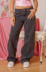 Charli Black Low Waist Baggy Leg Jeans Image