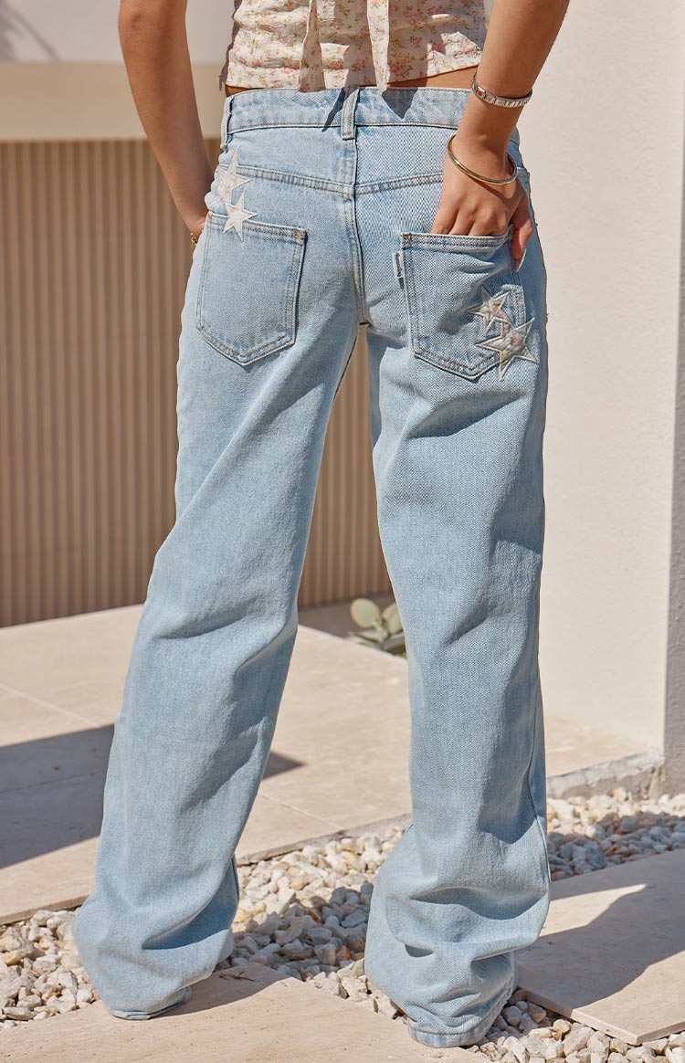 Charli Light Wash Low Waist Baggy Leg Jeans Image