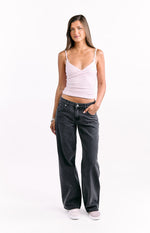 Charli Black Low Waist Baggy Leg Jeans Image