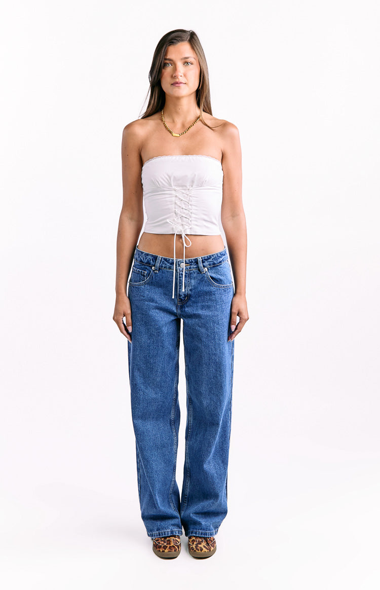 Charli Mid Wash Low Waist Baggy Leg Jeans Image