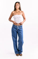 Charli Mid Wash Low Waist Baggy Leg Jeans Image