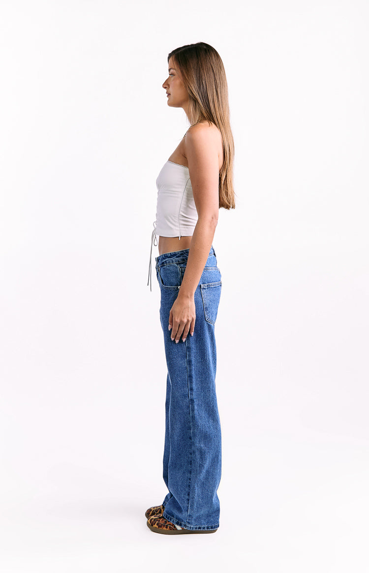 Charli Mid Wash Low Waist Baggy Leg Jeans Image