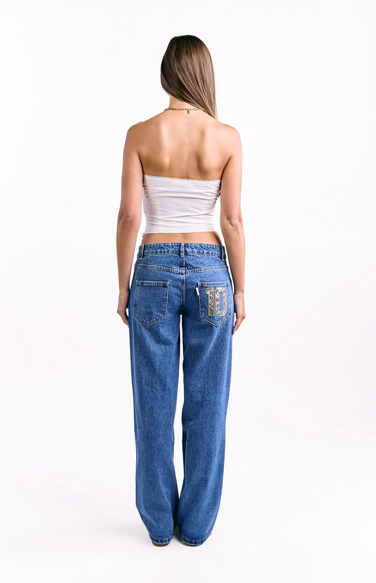 Charli Mid Wash Low Waist Baggy Leg Jeans Image
