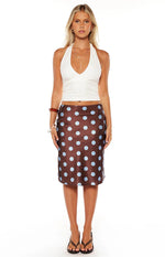Charlize Brown and Blue Polka Dot Midi Skirt