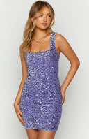 Beginning Boutique Charming Lilac Sequin Mini Dress lilac sequin square neck bodycon mini dress with thick straps