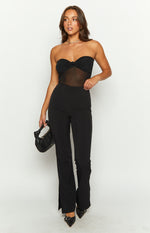 Cheyenne Black Tie Front Mesh Top Image