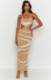Chorma Brown Swirl Midi Dress Image