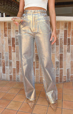 Chrome Cascade Gold Metallic Jeans Image