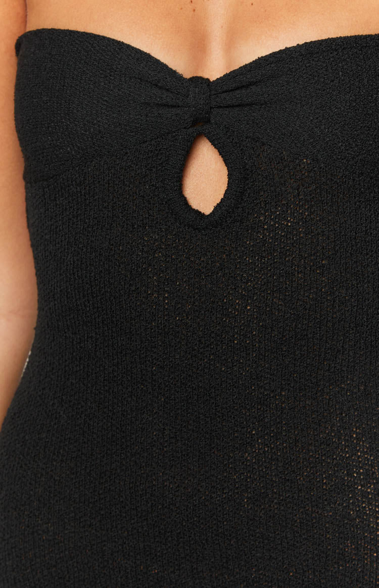 Ciela Black Knit Strapless Mini Dress Image