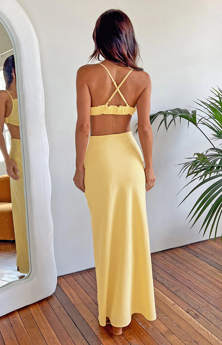 chinese dress ladies Cindy Yellow Maxi Dress - US 4