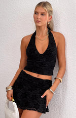 Clancy Black Velvet Crop Top Image