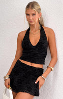 Clancy Black Velvet Mini Skirt