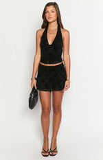 Clancy Black Velvet Crop Top Image