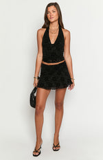 Clancy Black Velvet Mini Skirt Image