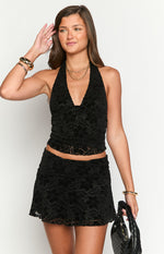 Clancy Black Velvet Mini Skirt Image