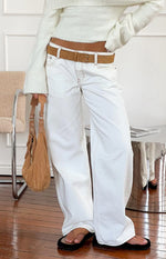 Clara Star White Denim Low Rise Jeans