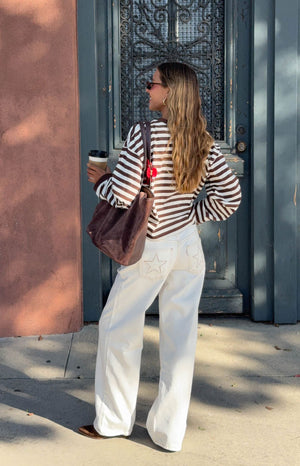 Clara Star White Denim Low Rise Jeans