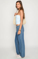 Clara Star Mid Wash Denim Low Rise Jeans