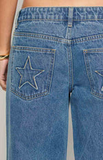 Clara Star Mid Wash Denim Low Rise Jeans
