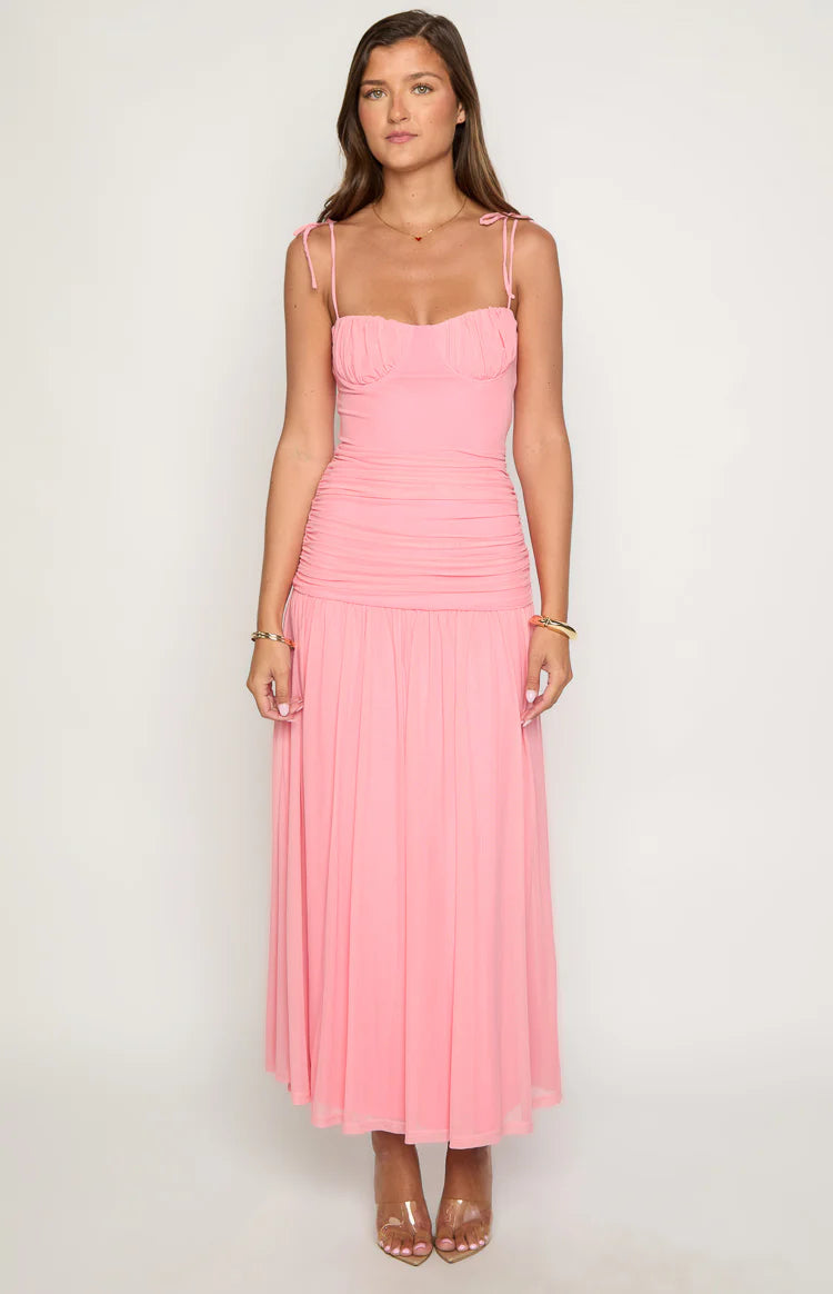Clare Pink Ruched Maxi Dress - US 12 Clare Pink Ruched Maxi Dress - US 12