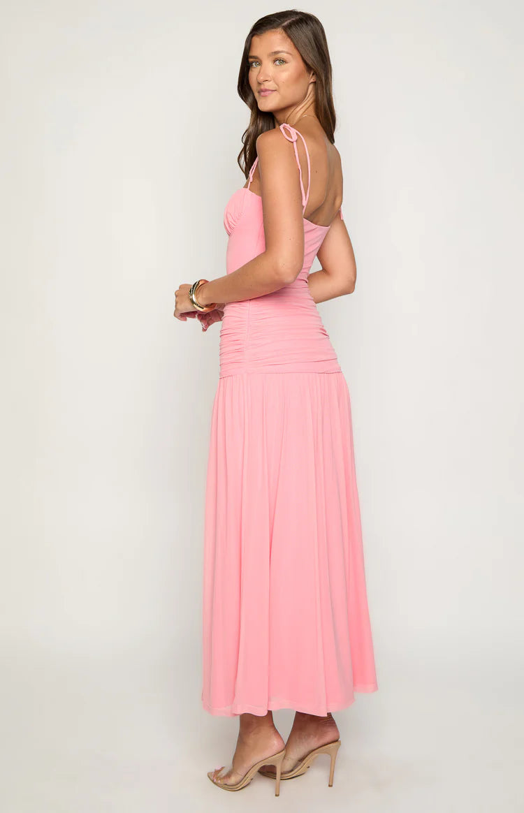 Clare Pink Ruched Maxi Dress - US 6