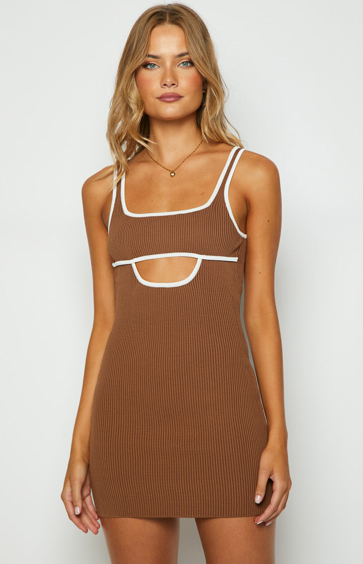 Clarity Brown Knit Mini dress Image