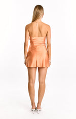 Claudie Orange Strapless Satin Mini Dress Image