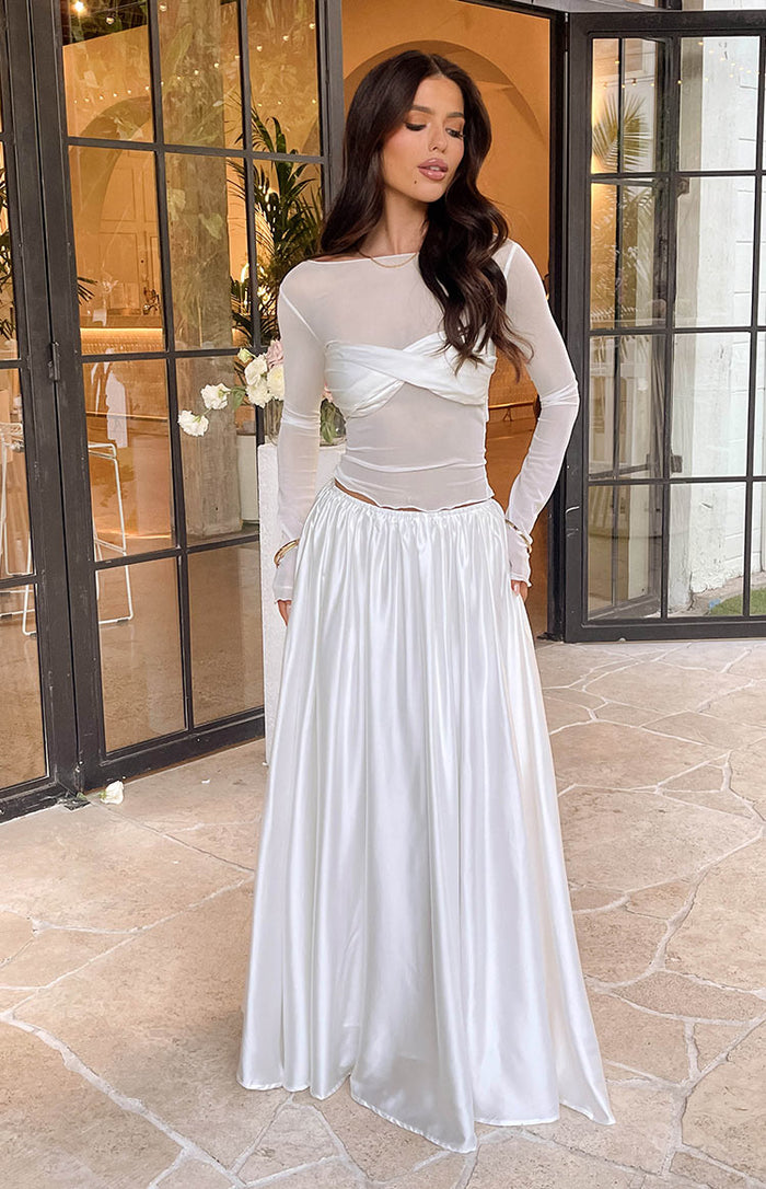 Clementine White Maxi Skirt - 6 | Beginning Boutique Exclusive Clementine White Maxi Skirt - 6 | Beginning Boutique Exclusive