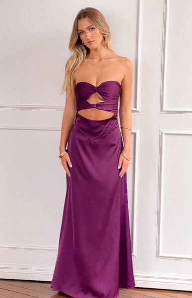 compelling style plum purple strapless a-line maxi dress Coco - US 14 Wedding gown