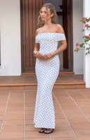 Cole White Polka Mesh Maxi Dress