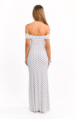 Cole White Polka Mesh Prom Dress
