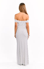 Cole White Polka Mesh Prom Dress Image