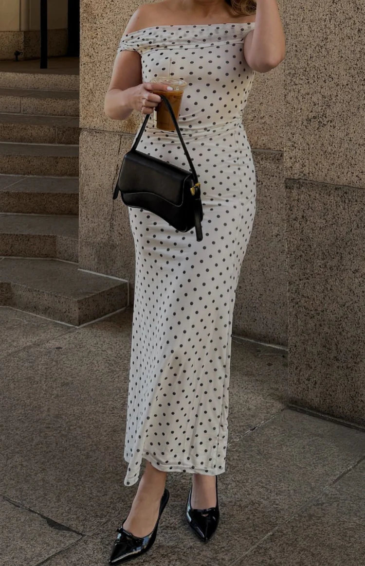 Cole White Polka Mesh Prom Dress - US 0 | Beginning Boutique exclusive Cole White Polka Mesh Prom Dress - US 0 | Beginning Boutique exclusive