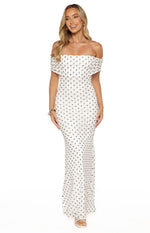 Cole White Polka Mesh Prom Dress Image