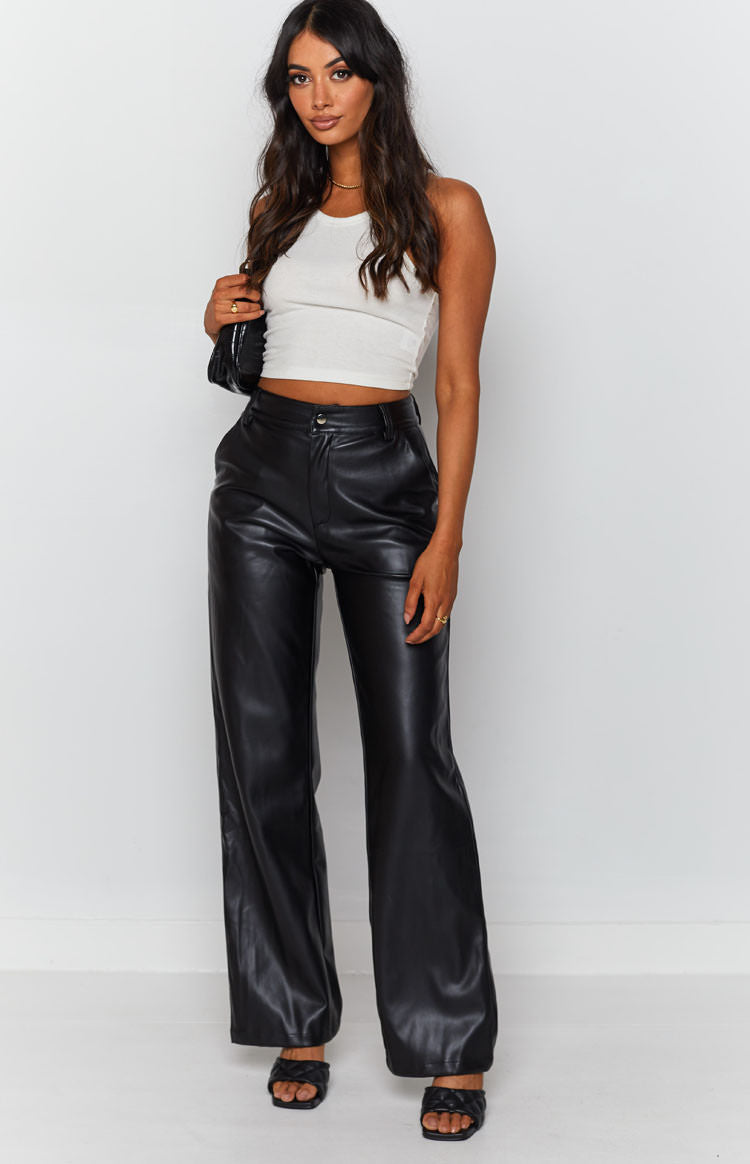 Cool Shade PU Pants Black | Beginning Boutique US