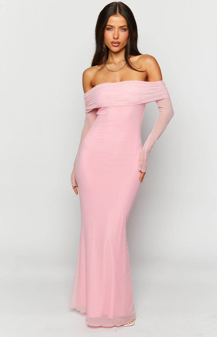 Coraline Pink Long Sleeve Maxi Dress - US 16 | Beginning Boutique Exclusive Coraline Pink Long Sleeve Maxi Dress - US 16 | Beginning Boutique Exclusive