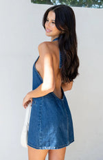 Corbin Denim Halter Neck Mini Dress