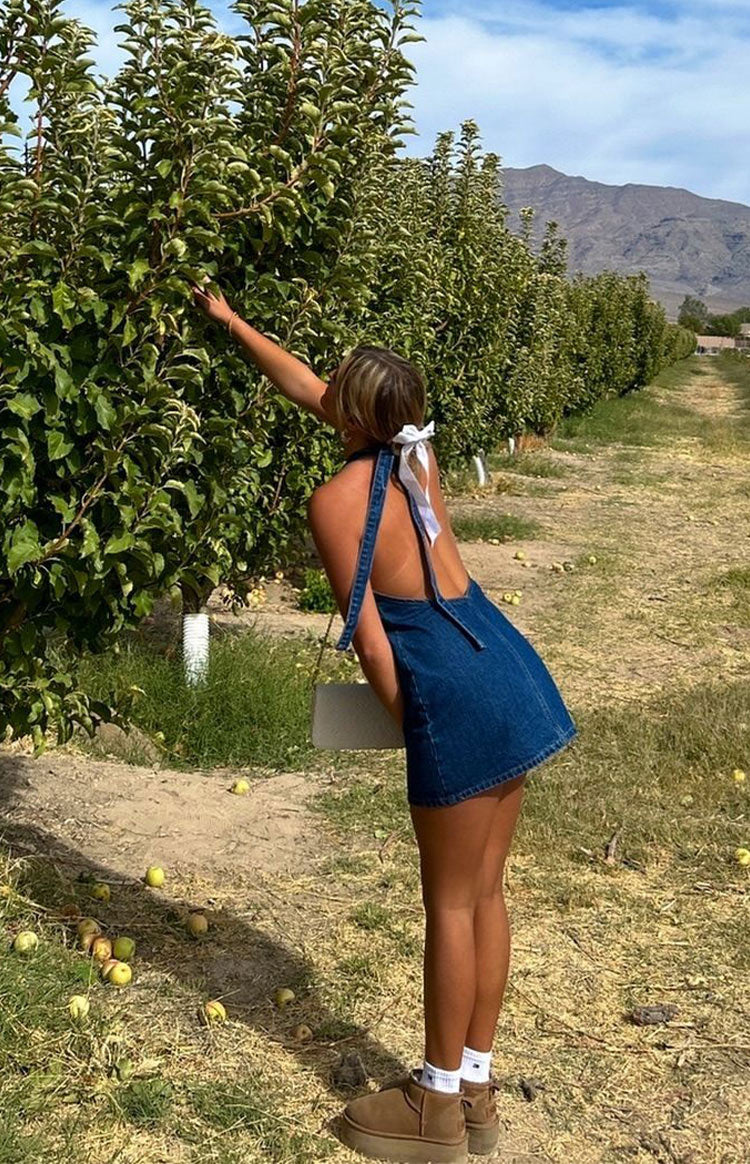 Corbin Denim Halter Neck Mini Dress Image