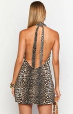 Corbin Leopard Halter Neck Mini Dress