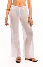 Cordelia White Sequin Wide Leg Pants