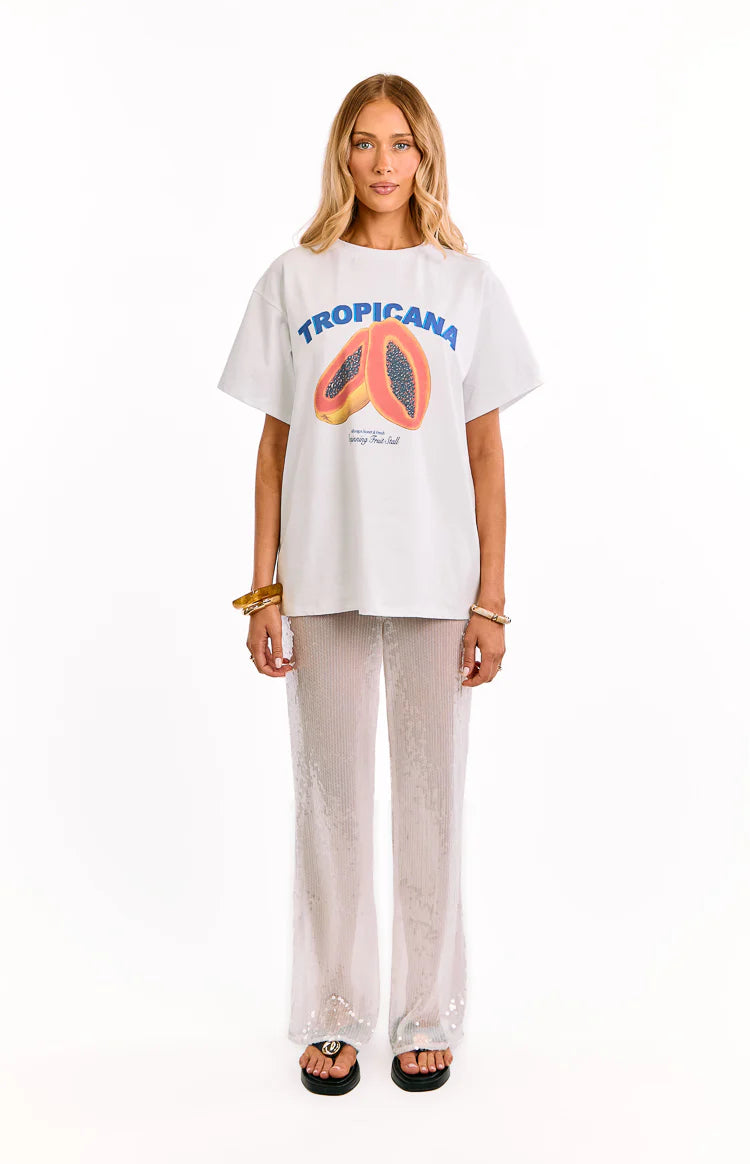Cordelia White Sequin Wide Leg Pants